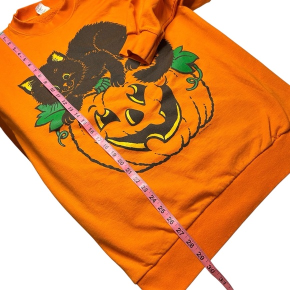 RARE Vintage 90s Hallmark Black Cat Pumpkin Halloween Sweatshirt USA XL - Picture 13 of 14